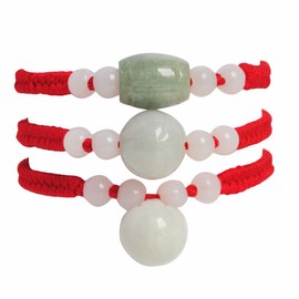 YONYou 3pcs Handmade Tibetan Buddhist Lucky Jade Braid Red Rope Bracelet Protection Amulet Girls Bangles