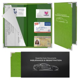 Autostyle Corner Guard Insurance Card Registration Document Holders | Premium Wallet with Magnetic Closure (Lime Green)