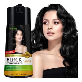 Shampoo Tinte Cubre Canas Negro Herbishh 400ml