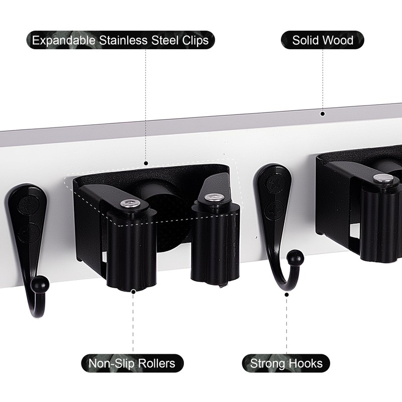 FunCee Broom Holder Wall Mount With 5 Slots & 4