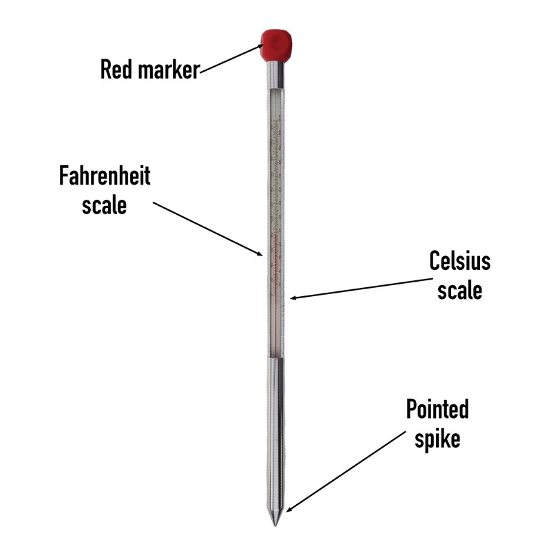 Garden Soil Thermometer 320mm Aluminium Case - Monitor Soil Temperature