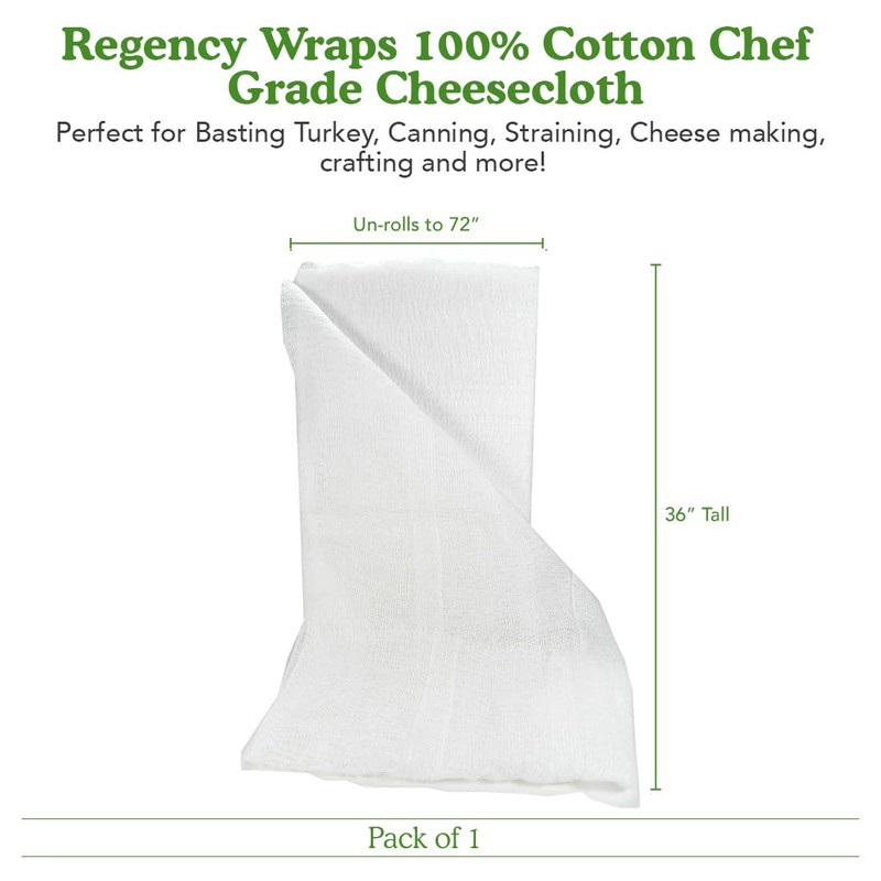 Regency Wraps Chef-Grade 100% Cotton Cheese Cloth 36"X72" (2yds), Bleach
