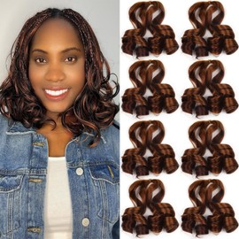 Mixed Color Braiding Hair 10 Inch French Curly Braiding Hair Short French Curl Braids Pre Stretched Curly Braiding Hair for Box Braids with Curly Ends(P30/33)