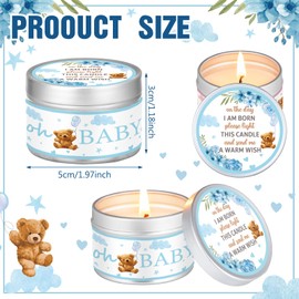 MTLEE 24 Pcs Blue Bear Baby Shower Party Favors Candles Lavender Scented Baby Shower Favors for Guests Rustic Tea Lights Candles Gender Reveal Candle for Baby Shower Return Gifts Girl Boy