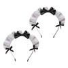 2Pc Black Women Girls Lolita Headband Lace Bow Hair Band