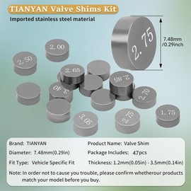 TIANYAN 7.48mm Valve Shim Kit Compatible with Honda CRF250R CRF250X丨Kawasaki KX250F丨Suzuki RMZ 250 GSX-R750丨Yamaha YZ250F WR250F Dirt Bikes.(47pcs)