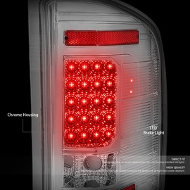 Auto Dynasty Tail Lights Compatible with 2007-2014 Chevy Silverado 1500 2500HD 3500HD, Driver and Passenger Side 20-LED Brake Lamp, Chrome Housing Clear Lens