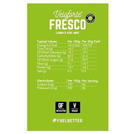 Veloforte Fresco Natural Energy Chews - Lemon & Cool Mint Flavour, Fast Releasing Energy, 100% Delicious, Natural, Vegan & Gluten Free (9 Pack)