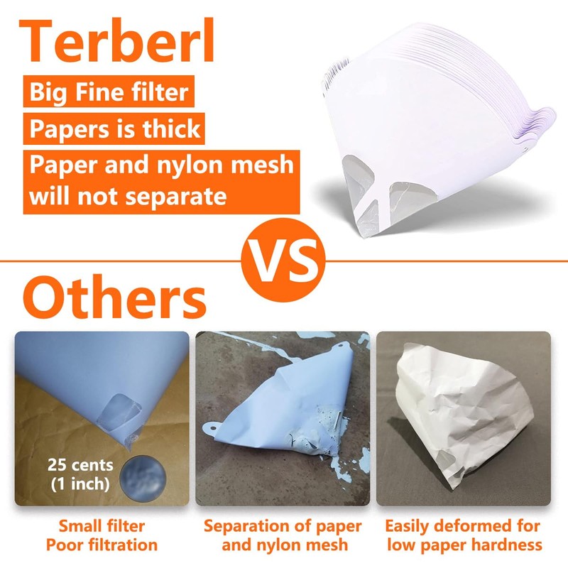 Terberl 100 Pack 100 Micron Paint Strainers Paint Filter Paint