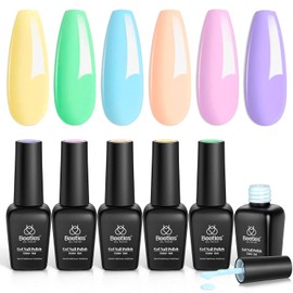 beetles Gel Polish Beetles Pastel Gel Nail Polish, 6 Colors Macaron Pink Blue Green Yellow Purple Gel Polish Soft Spring Gel Polish Soak Off Uv Gel Manicure Nail Art Design DIY Home Salon Gift for Girls Women