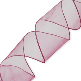 Wine Red Sheer Ribbon for Wreath Bow, 2.5" x 25 Yards Organza Wired Ribbon for Gift Wrapping, Floral Bouquets, DIY Crafts, Party and Holiday Decorations, Organza Ribbon for Tree and Home Decor