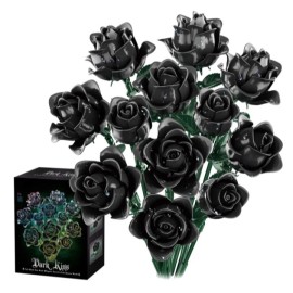 Free Tribe Black Rose Bouquet Building Set - Botanical Collection - 585 Pieces