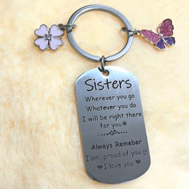 Sister Gifts from Sisters - Big & Little Sister Birthday Keychain for Women-Soul Sister for Girls Teen Keychain Best Sisters Friends ever Funny Womens Key Ring for Christmas Valentines Birthday