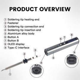 AM ARROWMAX L1 Plus Soldering Iron Kit, PD 65W Power Programmable Smart Mini Electric Soldering Pen, 100-500℉ Fast Heating, 6Pcs T65 Soldering Tips, Digital OLED Screen Display, Alu Stand, Auto Sleep