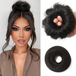 Mini Hair Bun Hair Piece Real Human Hair Scrunchies Updo Space Bun Donut Hair Chignons For Women Girls Messy Hair Buns Hairpieces Accessory
