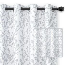 DriftAway Floral Curtains for Bedroom 84 inches Long Living Room Watercolor Lined Blackout Drapes Thermal Insulated Grommet for Kitchen Window Single Panel