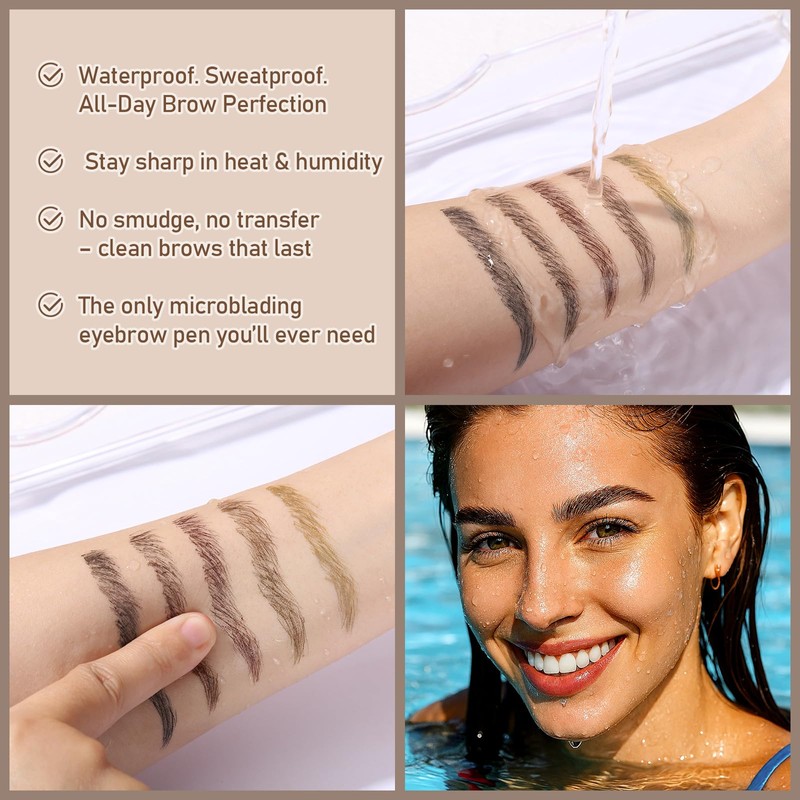 Dual-Ended Microblading Eyebrow Pencil for Women, 2 in 1 Liquid