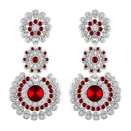 I Jewels Rhodium Plated Austrian Crystal Indian Wedding Party Wear Dangle Earrings for Women (E2099), Zinc