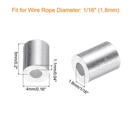 uxcell 200 Pcs Aluminum Crimping Loop Sleeves for 1/16" Diameter Wire Rope, Round Aluminum Wire Rope Sleeve for Cable Line End