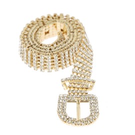 SP Sophia Collection Glitterati 5 Row Chic Women’s Fashion Crystal Rhinestone Buckle Chain Belt in Gold