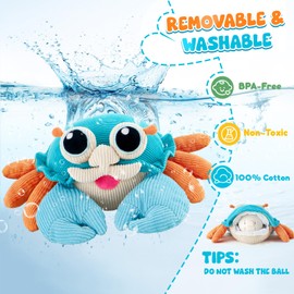 Tacobear Krabbe Baby Spielzeug 6 8 9 10 12 Monate, Musikalische Krabbelspielzeug Babyspielzeug ab 1 Jahr, Crawling Crab Tummy Time Toy Baby Geschenk für Mädchen Junge (Blau)