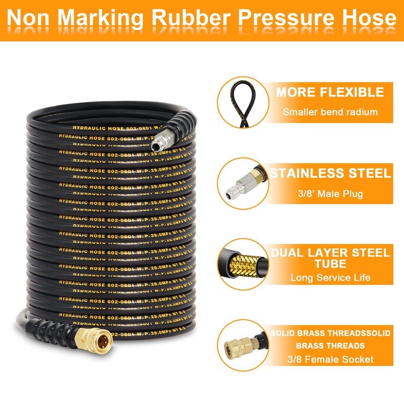 100FT Pressure Washer Hose 3/8''- 5000 PSI High Tensile Wire