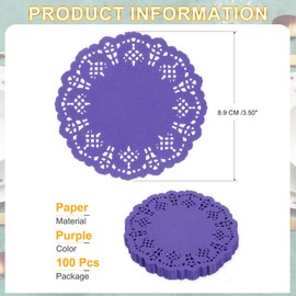 sourcing map 100pcs Paper Doilies, 3.5 Inch Lace Paper Doilies, Disposable Paper Placemats for Cakes Table Plate Crafts Party Weddings Tableware Purple