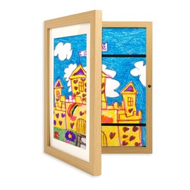 Kids Art Frames Front Opening A4, Childrens Artwork Display Picture Frame, Display Pictures in Portrait or Landscape, Artwork Display Storage Frames For Children Drawing Crafting (1, Wood)