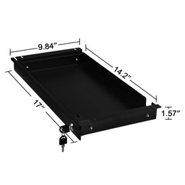 Frassie 17 Inch Under Desk Pull-Out Drawer with Lock Office Mounted Sliding Metal Pencil Drawer for Standing Desk
