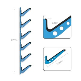 Snowboard Wall Mount, Adjustable 5/6 Board Surfboard Rack, Surfboard Wall Hangers for Surfboard, Wakeboard, and Snowboard Storage at Home or Garage (Black, 6 Level)