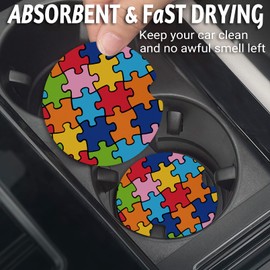 Yonlevres Car Coasters for Cup Holders，2.75" Anti Slip Rubber Mat with A Finger Notch, 2 Pack Car Cup Holder Coasters for Car Interior Accessories for Women Men Autism