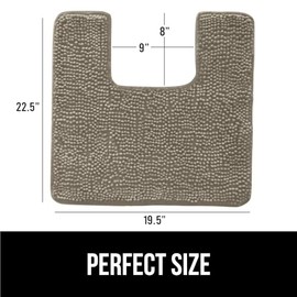 GORILLA GRIP GORILLA GRIP Plush Absorbent Shaggy Chenille Bath Rug Mat for Square Toilet Base with Rubber Backing, Machine Washable Rugs, Soft Microfiber Contour Mats for Toilets, Bathoom Decor, 22.5x19.5, Latte
