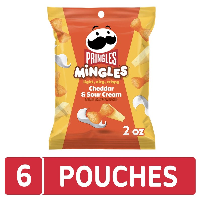 Pringles Mingles Puffed Snacks, Cheddar and Sour Cream, Cheese Puffs,