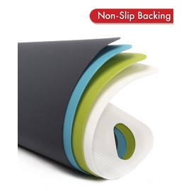 Dexas Heavy Duty Cutting Board Grippmat, Flexible Cutting Boards for Kitchen, Set of 4, Non Slip Plastic Board Cutting Mat 11.5 by 14 inches, Gray, Turquoise, White, Green Set Kitchen Gadgets