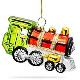 SIKORA BS459 Locomotive Red Green Christmas Tree Decoration Glass Figure Christmas Tree Pendant
