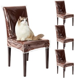 6 Pcs Plastic Chair Covers, Clear Thick Waterproof Dining Room Seat Protectors Anti-Scratches Seat Covers No Dust, Dirt, Spill, Pet Hair and Claws, Fit W/21 x D/18 Inch