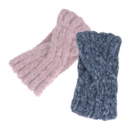 Ipetboom Wool Knitted Wide Headband for Women Warm Ear Muffs Non Slip Hair Accessories Elastic Turban Head Wraps Fashionable Face Shaping Design for Autumn Winter Pink Navy