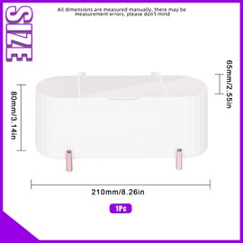 Swpeet 1 Pack 3 Grids White Plastic Separate Cotton Swabs Dispenser with Detachable Partition, Cotton Ball Holder with Clear Lid, Jar for Cotton Pads Bathroom Organizer Canisters