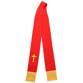 BLESSUME Church Clergy Pastor Cross Embroidered Stole (Red 5)