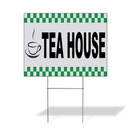 Fastasticdeals Weatherproof Yard Sign Tea House Black Food Bar Restaurant Truck Lawn Garden Coffee Shops 18x12 Inches 1 Side Print
