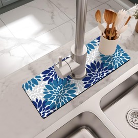 Kitchen Sink Splash Guard Faucet Mat -1 PC Super Absorbent Fast Drying Mat Sink Gadgets-Splash Guard Behind Faucet Drip Catcher for Kitchen, Bathroom,Sink Mat, Dish Drying Mat, Bathroom(15" X 5.5" )
