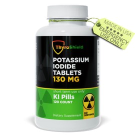 Potassium Iodide Tablets 130 mg | 120ct Iodine Tablets for Radiation Exposure - Potassium Iodine Pills - YODO Naciente - KI Pills - Made in USA - ThyroShield