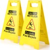 WOUSEDO 2-Pack Caution Wet Floor Sign,17.5" Height,Bright Yellow Double-Sided Folding