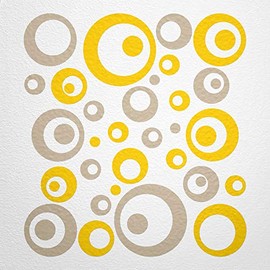 WANDfee® Wall Tattoo, Circles, Dots, 50 Stickers, Colour Choice For Children's Bedroom, Living Room, Hallway, Bathroom, Kitchen, Tile Stickers, yellow