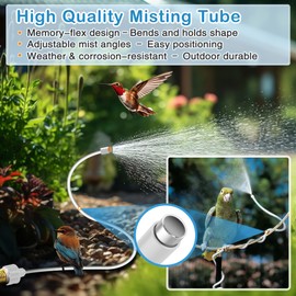 1 Pack Hose Misters for Outside Patio, 60 Inch Flexible Misting System Cooling Stand Portable Water Mist for Outdoor, Hose Mister for Chicken Coop, Garden, Backyard, Bird Bath-Upgraded Thickened Mist