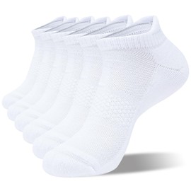Leguper 6 Pack Combed Cotton Womens Ankle Socks - Cushioned Athletic Low Cut Running Socks for Women, Anti-Blister Sport Socks(White,M)