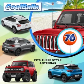 Coolballs (Pack of 2) Cool 76 Gas Station Car Decor Antenna Topper Auto Accessory