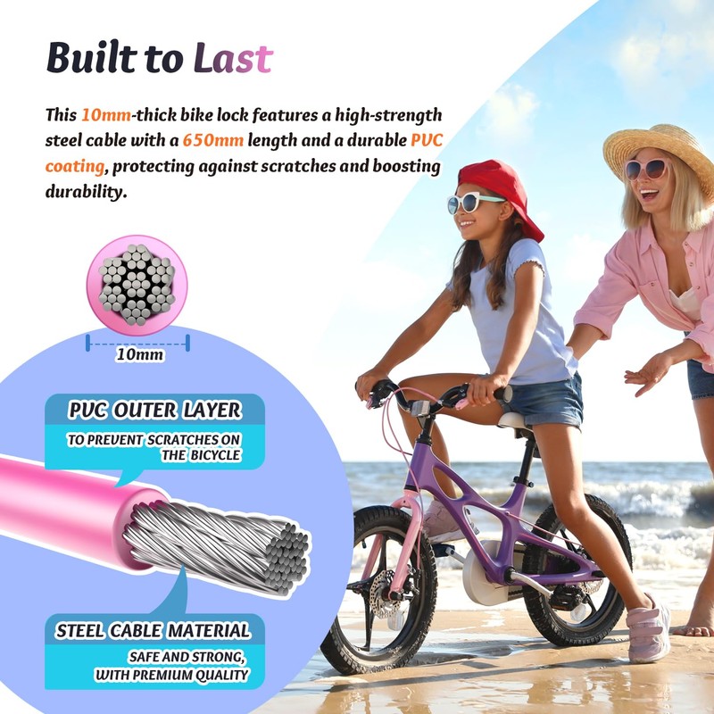 Sportneer Children's Bicycle Lock 10 x 650 mm Bicycle Lock