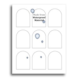 Small Arched Bottle Waterproof Labels - 90 Polyester Labels (10 Sheets, 9 per Page) - Weatherproof Labels for Laser Printers