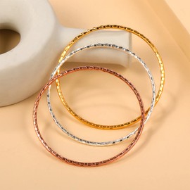 Yienate 3PC Boho Multi Bangle Bracelet Set 3 Colors Textured Indian Bollywood Vintage Bangle Set Minimalist Indian Wedding Bangle Large Stacking Layered Bracelet Jewelry for Women Girls